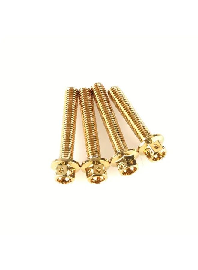M6x1 25x25mm 10 قطع براغي دراجات نارية برأس سداسي وشفة مطلي بالذهب التيتانيوم من الفولاذ المقاوم للصدأ 304 - Image 3